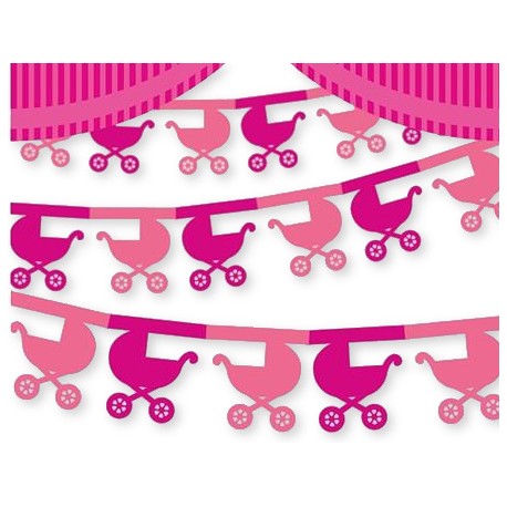 Girlanda papierowa Wózek różowy