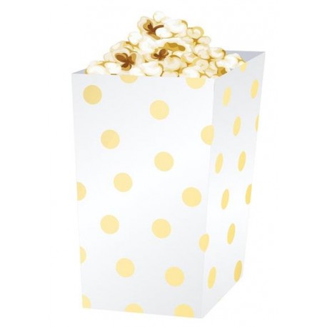 Pudełko na popcorn złote groszki białe