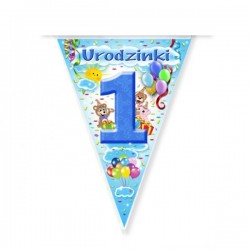 Girlanda flagi na 1 Urodzinki, niebieski 200cm