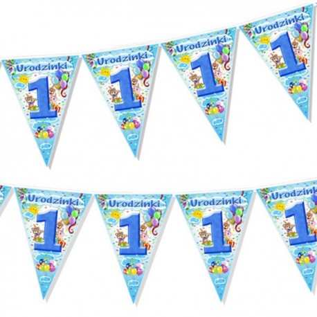 Girlanda flagi na 1 Urodzinki, niebieski 200cm