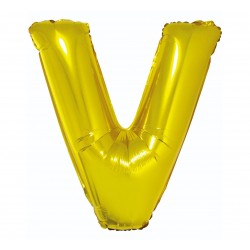 Balon foliowy litera "V", złoty, 95cm