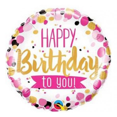 Balon foliowy 18" - "Happy Birthday To You" różowo złoty