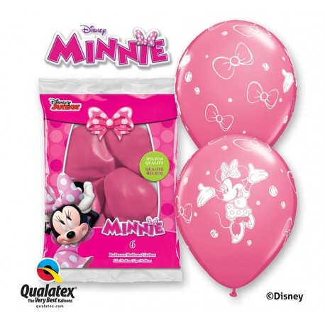 Balon QL 12" z nadr. "Minnie", pastel różowy / 6 szt.
