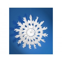 Rozeta bibułowa Śnieżynka, biały 45cm