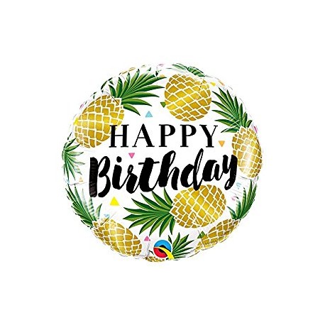 Balon foliowy 18" Happy birthday. Ananasy