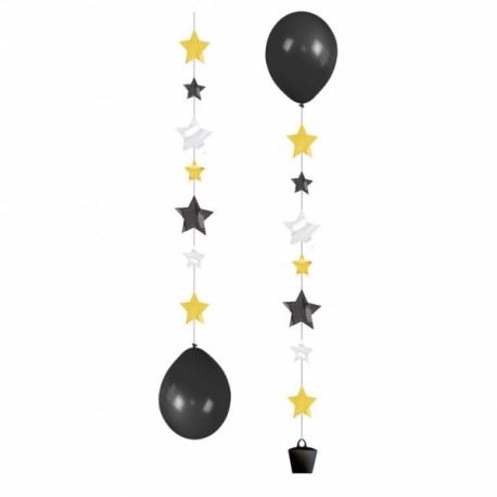 Dekoracyjna wstążka do balonów wraz z obiążnikiem, gwiazdki