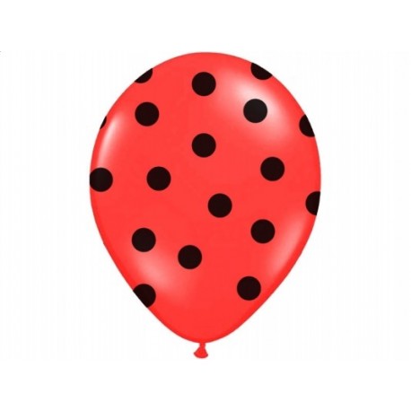 Balon 14" Pastel Red "Kropki", 1szt.