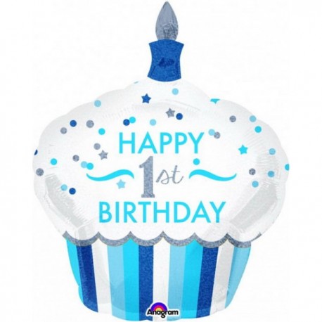 Balon foliowy Roczek, duża muffinka, niebieski