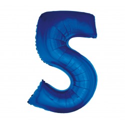 Balon foliowy Cyfra 5, niebieski, 85cm
