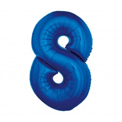 Balon foliowy Cyfra 8, niebieska, 85cm
