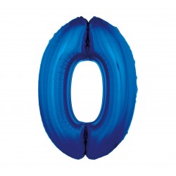 Balon foliowy Cyfra 0, niebieska, 85cm