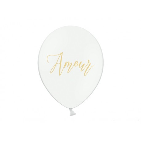 Balony 30cm, Amour złoty, Pastel Pure White