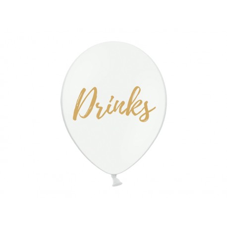 Balony 30cm, złote Drinks, Pastel Pure White