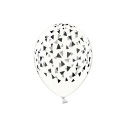Balony 30cm, czarne Trójkąty, Crystal Clear