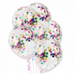 Balony przezroczyste z konfetti w środku - 30 cm - 6 szt.