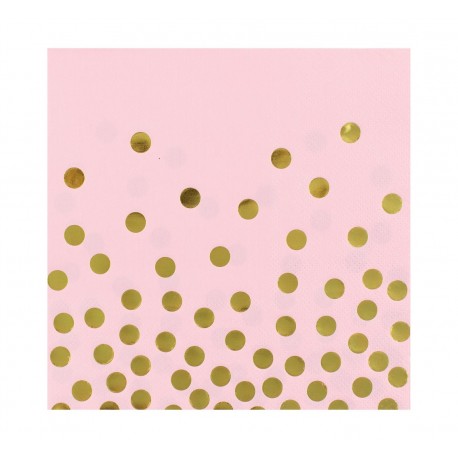 Serwetki papierowe "Złote groszki", różowe, rozm. 33 x 33 cm, 12 szt.