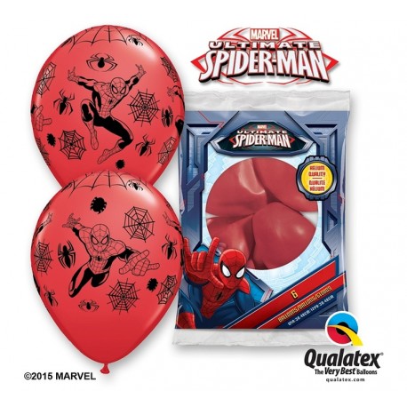 Balony QL 12" z nadr. "Spider Man", pastel mix specjalny / 6 szt.