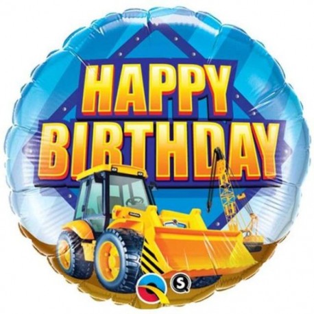 Balon foliowy 18" QL CIR "Happy Birthday" (koparka)