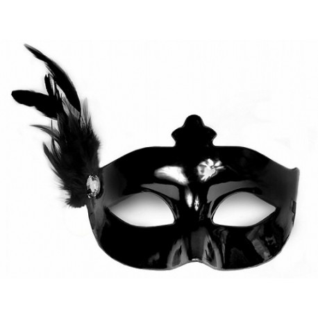 Maska czarna z czarnym piórem