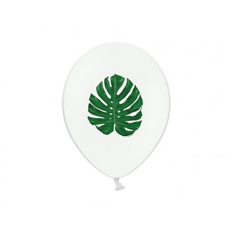Balon gumowy 14" Aloha liście, białe