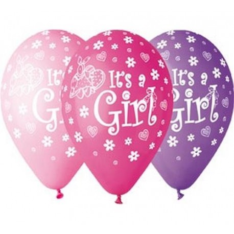 Balony gumowe Its a Girl, 12" / 5 szt.