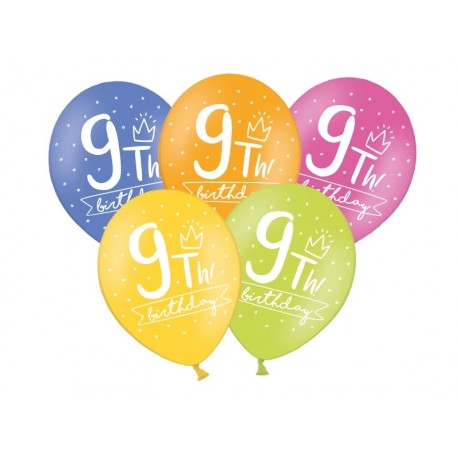 Balony 30cm, 9th! birthday, 1szt.