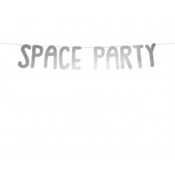 Baner Kosmos - Space Party, srebrny, 13x96cm