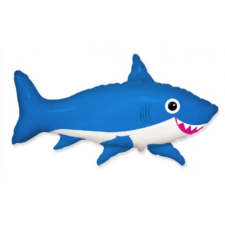 Balon foliowy 68x98cm - Uśmiechnięty rekin, niebieski