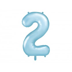 Balon foliowy Cyfra "2", 86cm, jasny niebieski