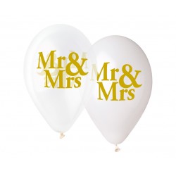 Balony gumowe "Mr&Mrs", 13",33cm/ 5 szt.