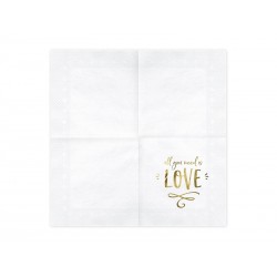 Serwetki - All you need is love, biały, 33x33cm (1 op. / 20 szt.)