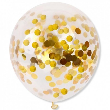 Balon przezroczysty ze złotym konfetti 30 cm - 1 szt