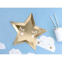 Talerzyki Little Star - Gwiazda, złoty, 27cm (1 op. / 6 szt.)