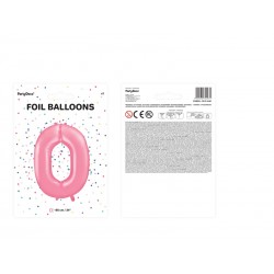 Balon foliowy Cyfra 0 rózowy 95cm