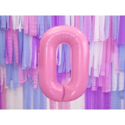 Balon foliowy Cyfra 0 rózowy 95cm