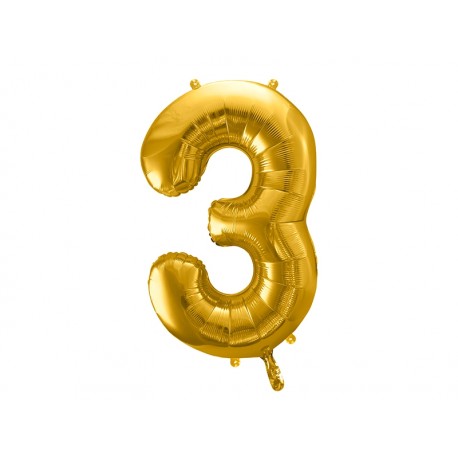 Balon foliowy Cyfra 3 złoty 80cm