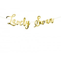 Baner Lovely Swan, złoty, 64x21,3cm