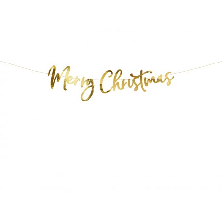 Baner Merry Christmas, złoty, 83x21,5cm