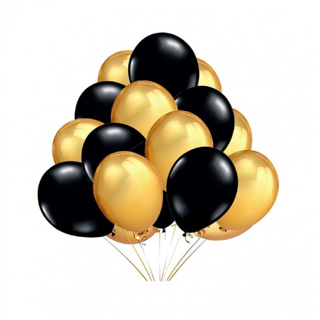 Balony czarne i złote 23cm, 100szt