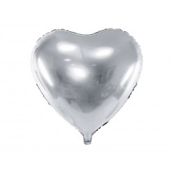 Balon foliowy 18", Serce srebrny