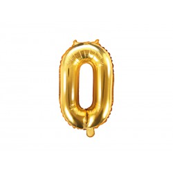 Balon foliowy cyfra 0, złoty, 40cm