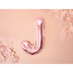 Balon foliowy Litera "J", 35cm, różowe złoto