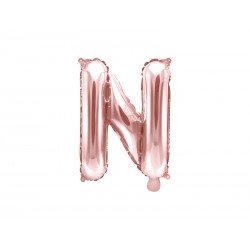 Balon foliowy Litera "N", 35cm, różowe złoto