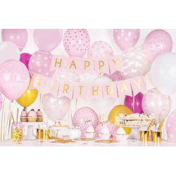 Balon 30cm, Happy Birthday, Baby Pink 1szt