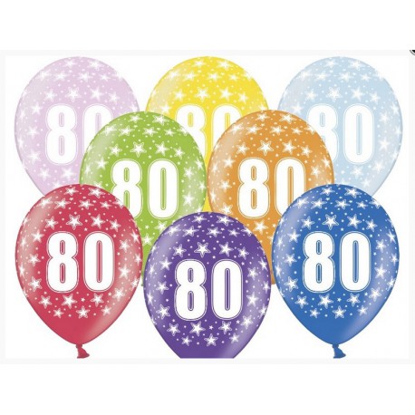 Balon gumowy 14", 80 Urodziny 1szt