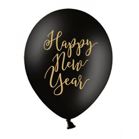 Balony 30cm, Happy New Year, elegant, Pastel Black