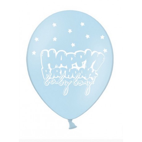 Balon 30cm, Happy Birthday, Baby Blue 1szt