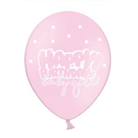 Balon 30cm, Happy Birthday, Baby Pink 1szt Balon 30cm, Happy Birthday, Baby Pink 1szt