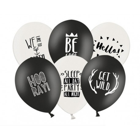 Balon 30cm, Party, Black, White 1szt