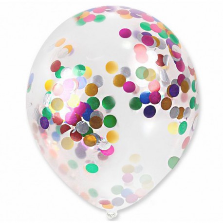 Balon przezroczysty z kolorowym konfetti 30 cm - 1 szt